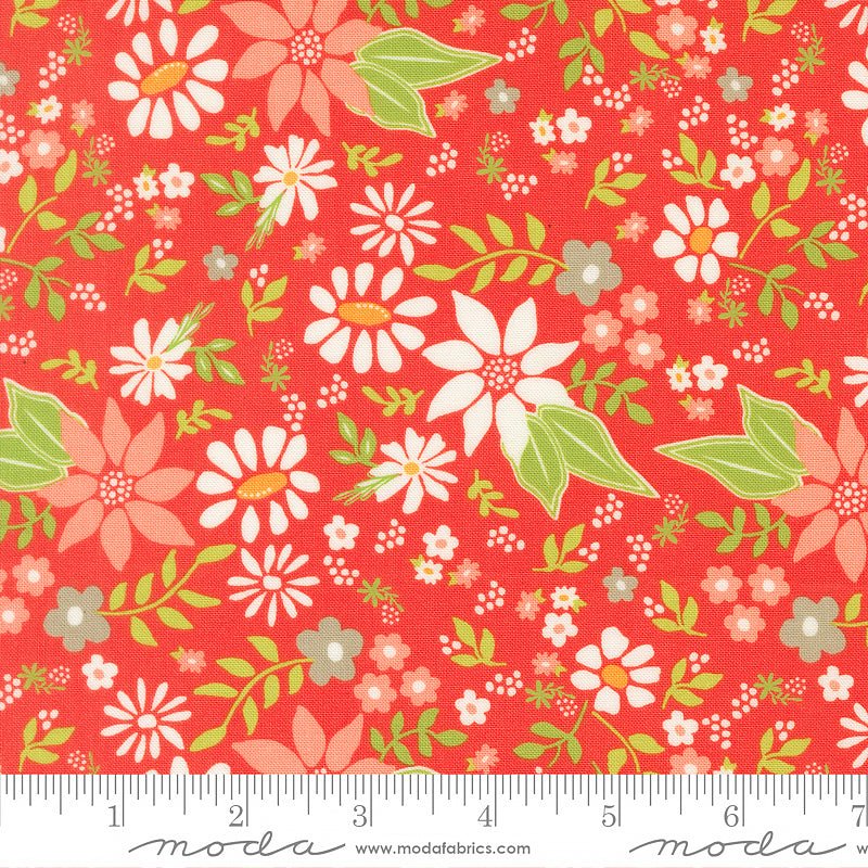 Poinsettia & Pear Poinsettia Florals Geranium - Moda from Fort Worth Fabric Studio
