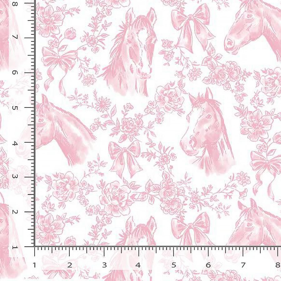 Pretty in Pink Horses & Floral Garland Blush - Timeless Treasures from Fort Worth Fabric Studio