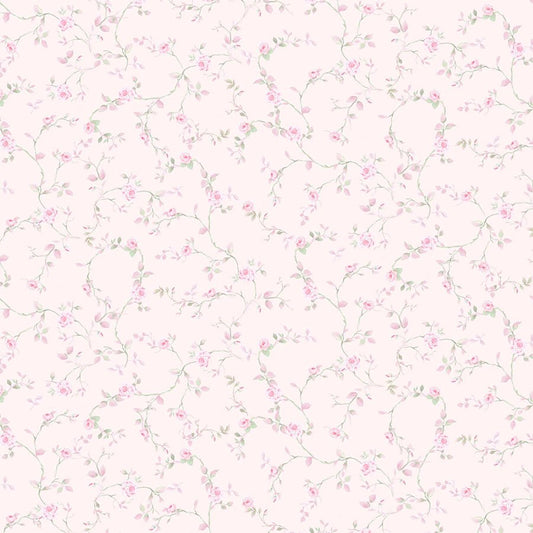 Pretty in Pink Rose Vines Lemonade – Remnant 27″ × 44″ - Timeless Treasures from Fort Worth Fabric Studio