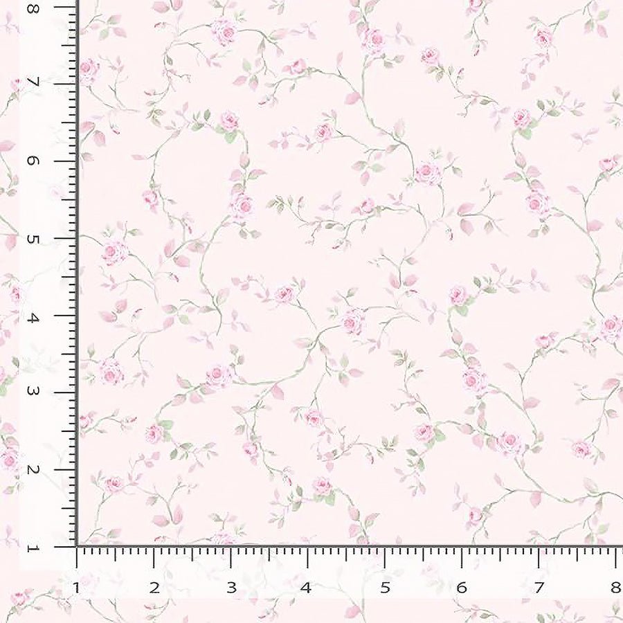 Pretty in Pink Rose Vines Lemonade - Timeless Treasures from Fort Worth Fabric Studio