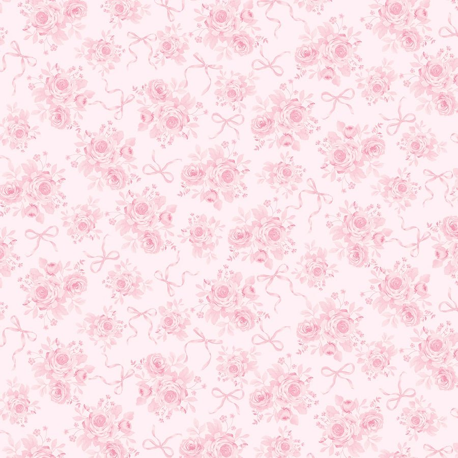 Pretty in Pink Tonal Rose Bouquets Pink - Timeless Treasures from Fort Worth Fabric Studio
