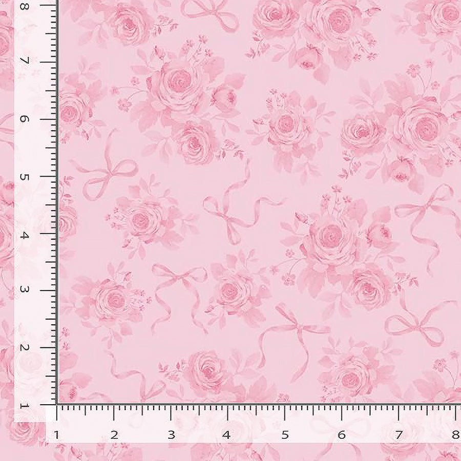 Pretty in Pink Tonal Rose Bouquets Rose - Timeless Treasures from Fort Worth Fabric Studio