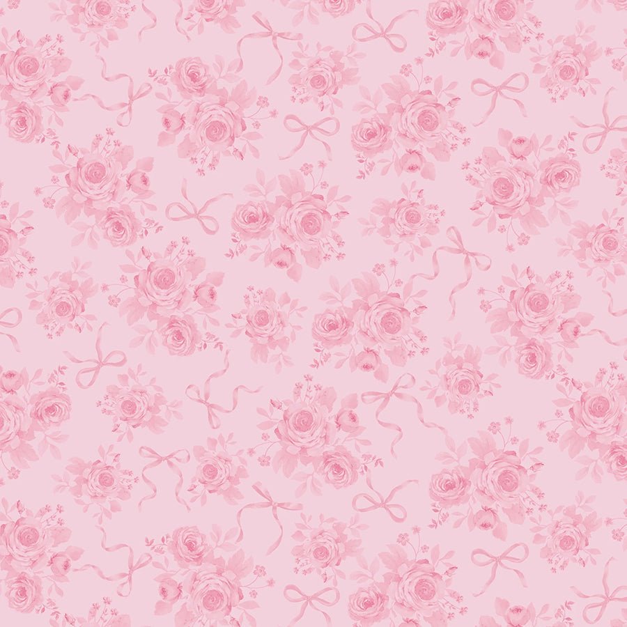 Pretty in Pink Tonal Rose Bouquets Rose - Timeless Treasures from Fort Worth Fabric Studio