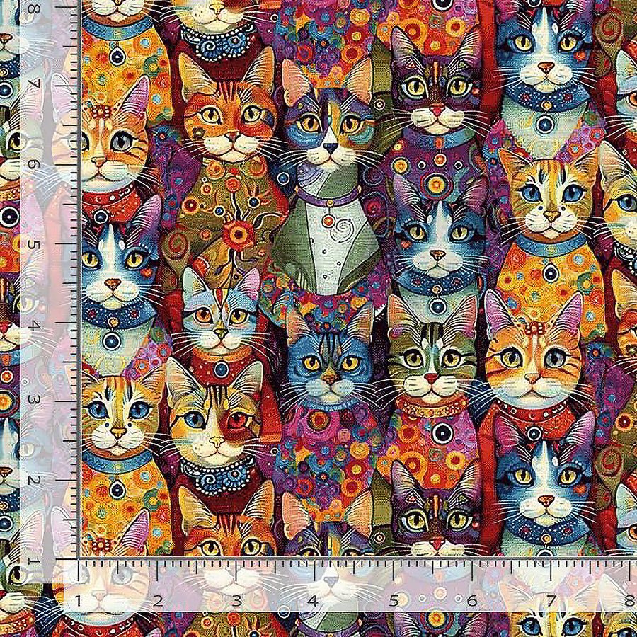 Purrfect Patchwork Packed Dressup Cats Bright - Timeless Treasures from Fort Worth Fabric Studio