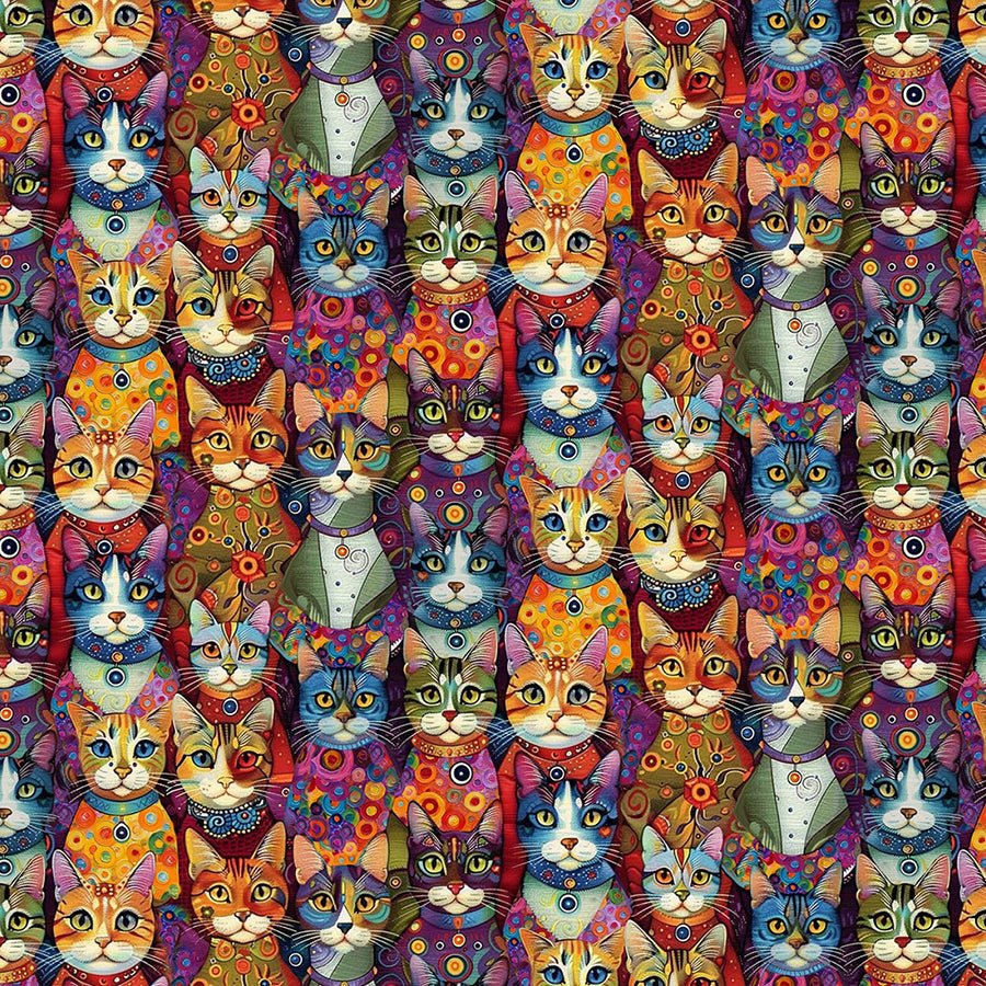Purrfect Patchwork Packed Dressup Cats Bright - Timeless Treasures from Fort Worth Fabric Studio
