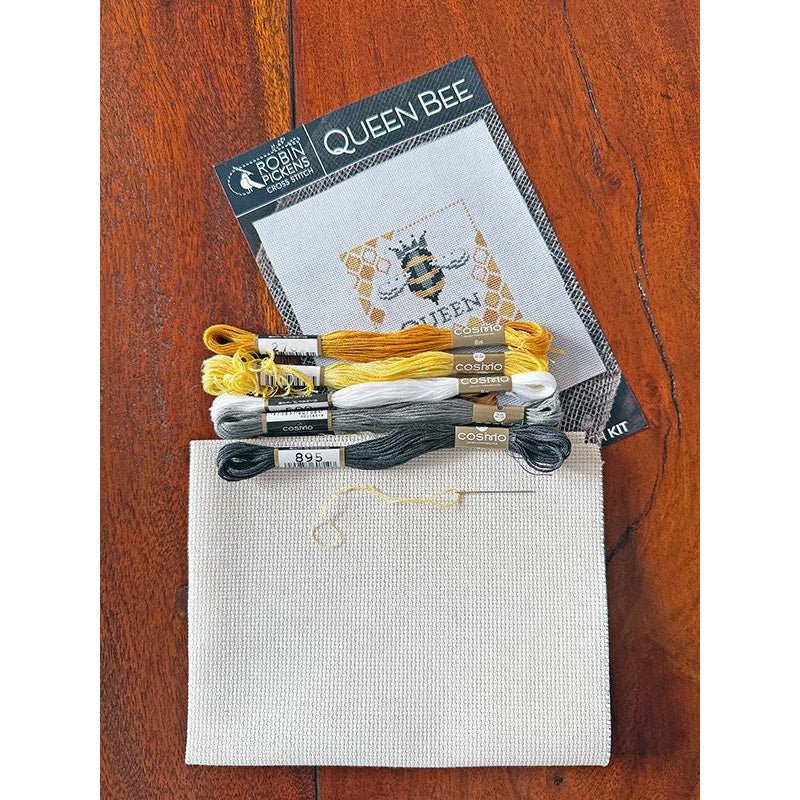 Queen Bee Cross Stitch Kit by Robin Pickens - Robin Pickens from Fort Worth Fabric Studio