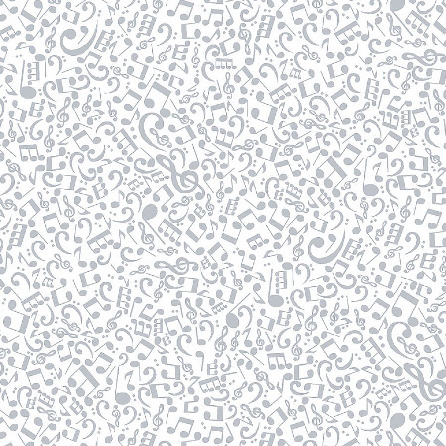 Quilter's Flour VI Musical Notes White on White - Henry Glass from Fort Worth Fabric Studio