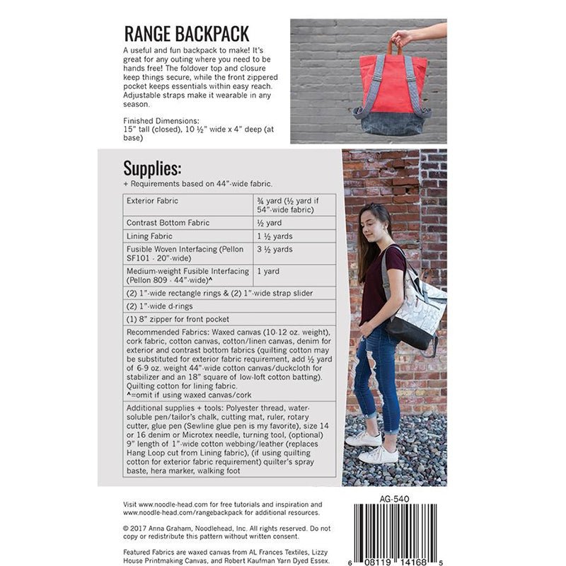Range Backpack Pattern by Noodlehead - Noodlehead from Fort Worth Fabric Studio