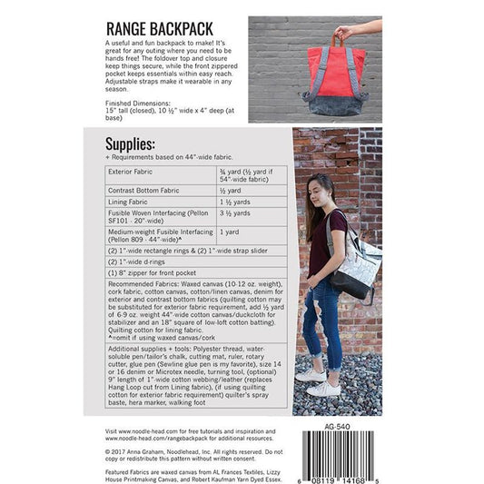 Range Backpack Pattern by Noodlehead - Noodlehead from Fort Worth Fabric Studio