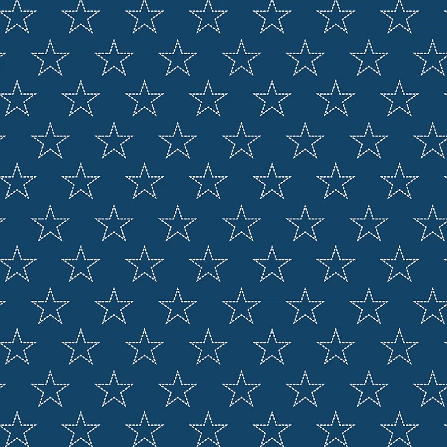 Red, White, & Blueberry Stitchy Stars Navy - Studio E from Fort Worth Fabric Studio