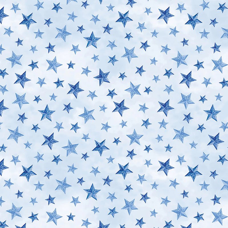 Red White & Sweet Stars of Liberty Light Blue - Benartex from Fort Worth Fabric Studio
