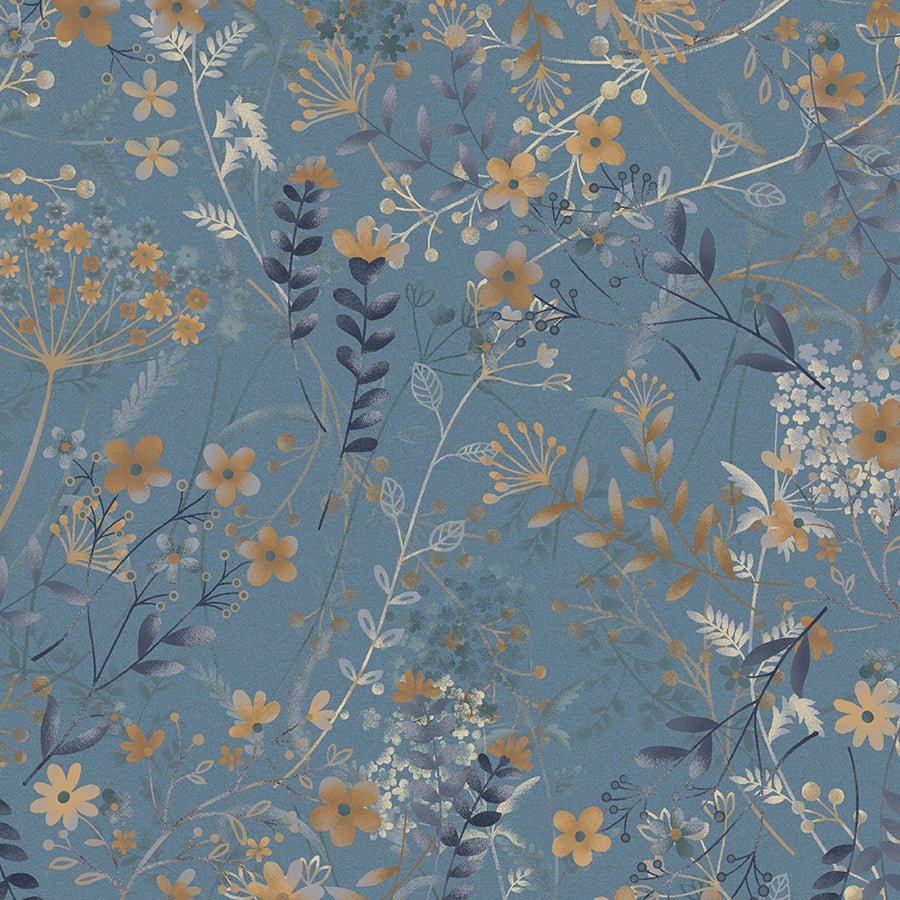 Return of the Blue Bird of Happiness Meadow Blue - Henry Glass from Fort Worth Fabric Studio