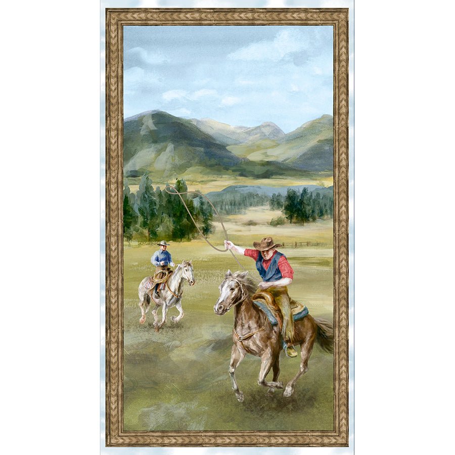 Riders on the Range 24" Panel Multi - Wilmington Prints from Fort Worth Fabric Studio
