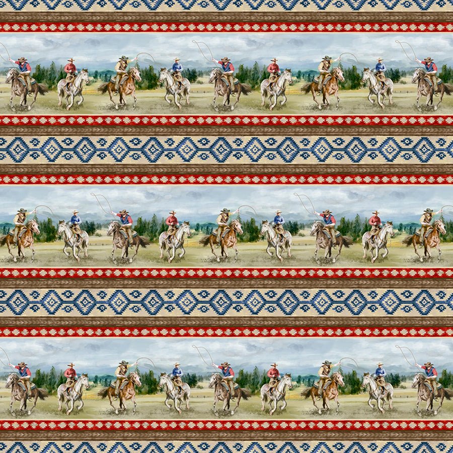 Riders on the Range Repeating Stripe Multi - Wilmington Prints from Fort Worth Fabric Studio