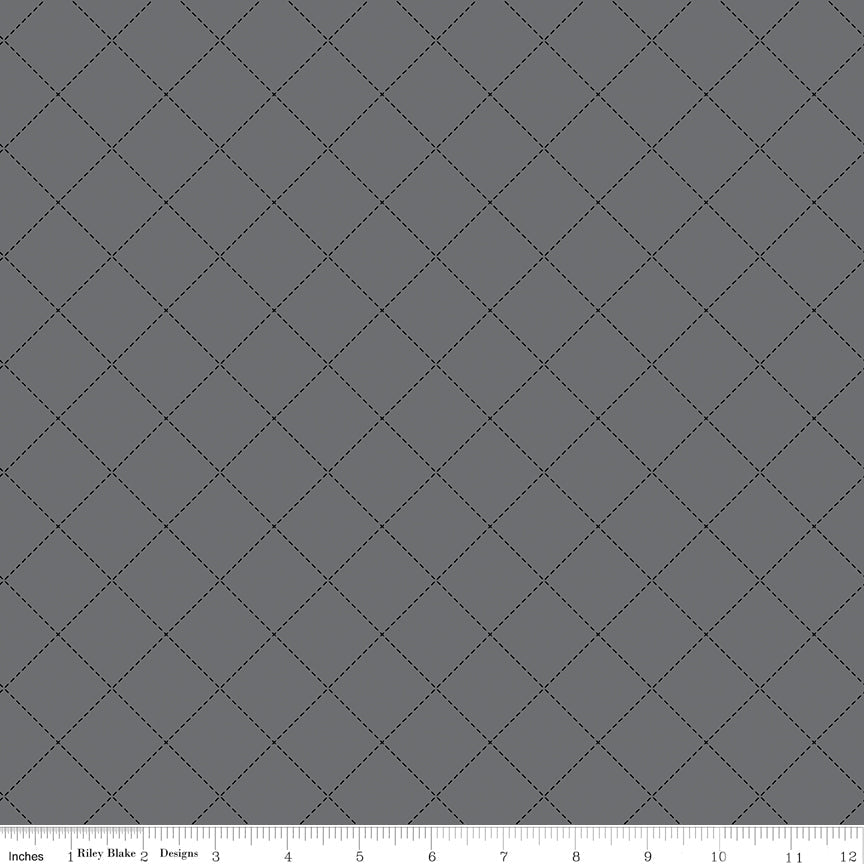 Riley Blake Blackout Stitch Gray 1 Yard Cut - Riley Blake from Fort Worth Fabric Studio