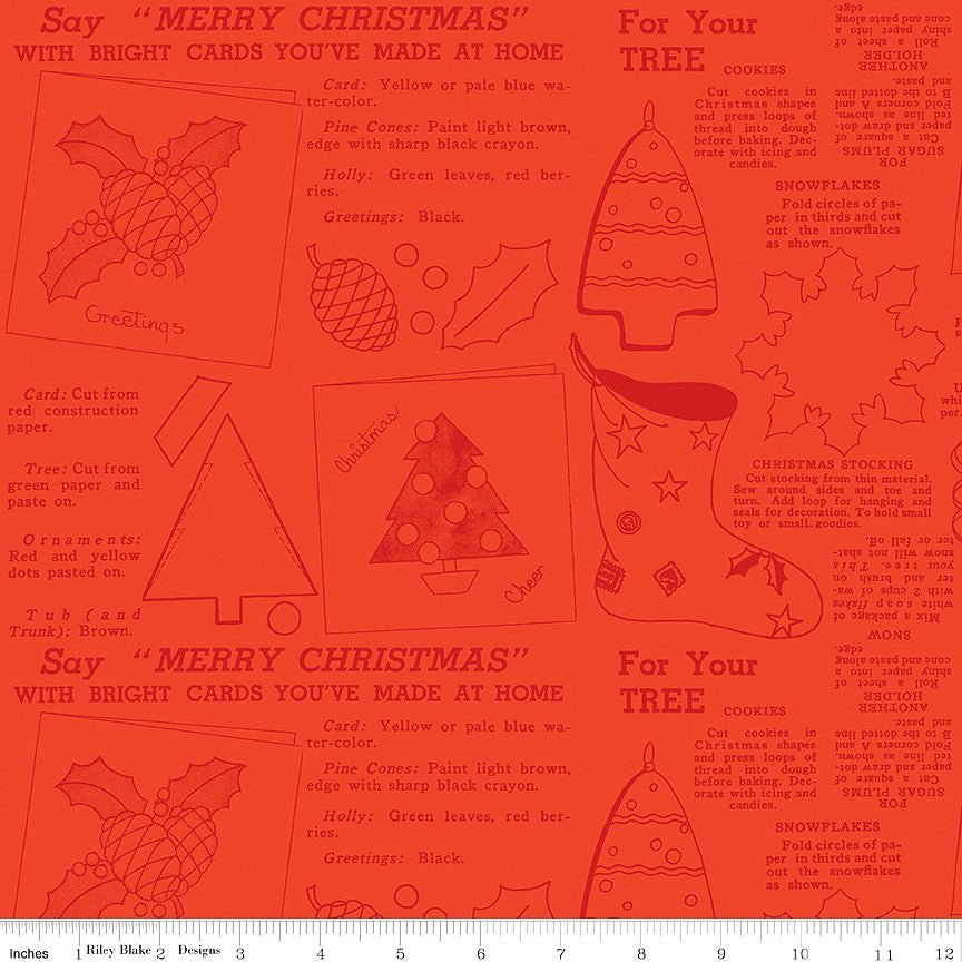 Riley Blake Classic Christmas Handmade Red 1 Yard Cut 1 Yard Cut by Riley Blake