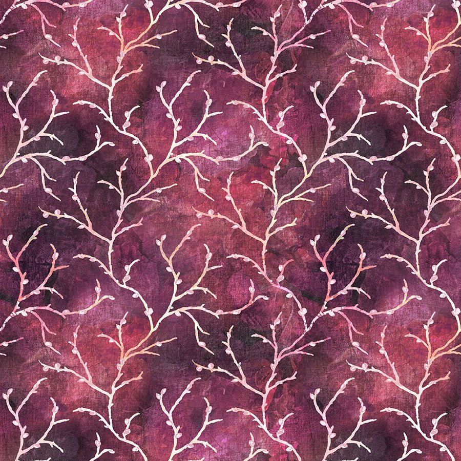 Rosé All Day Budding Branches Cranberry - Studio E from Fort Worth Fabric Studio