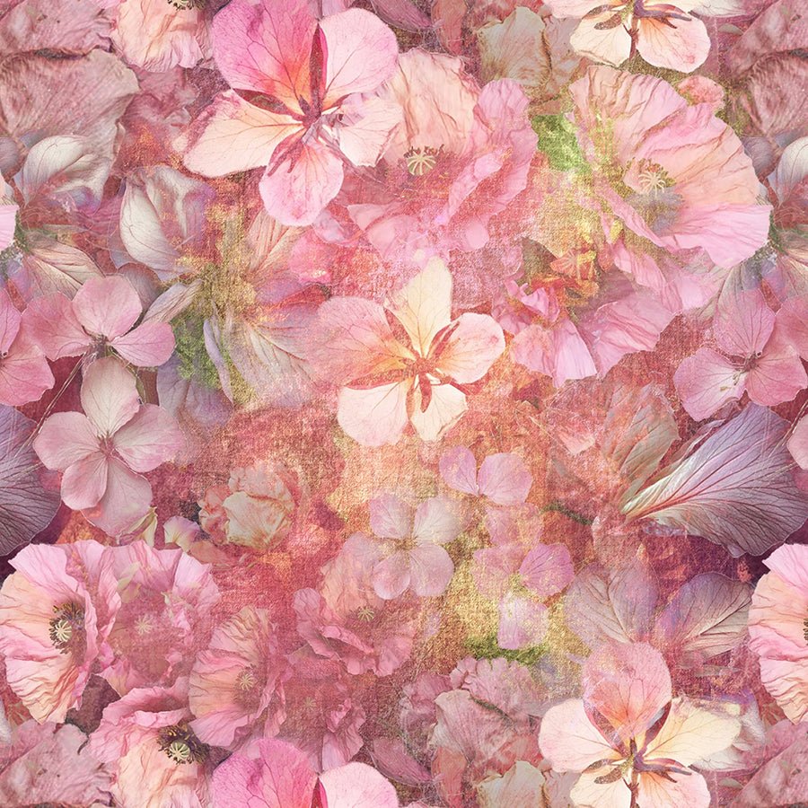 Rosé All Day Pressed Flowers Pomegranate - Studio E from Fort Worth Fabric Studio