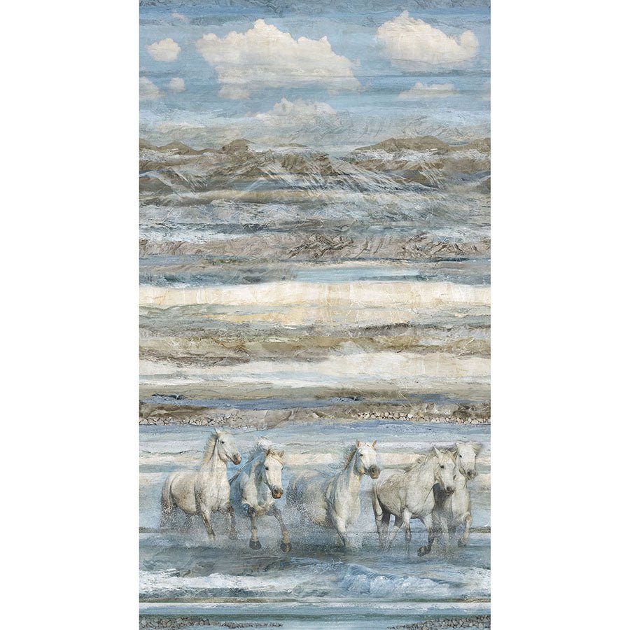 Running Free 24" Horse Ombre Panel Blue Multi - Northcott from Fort Worth Fabric Studio