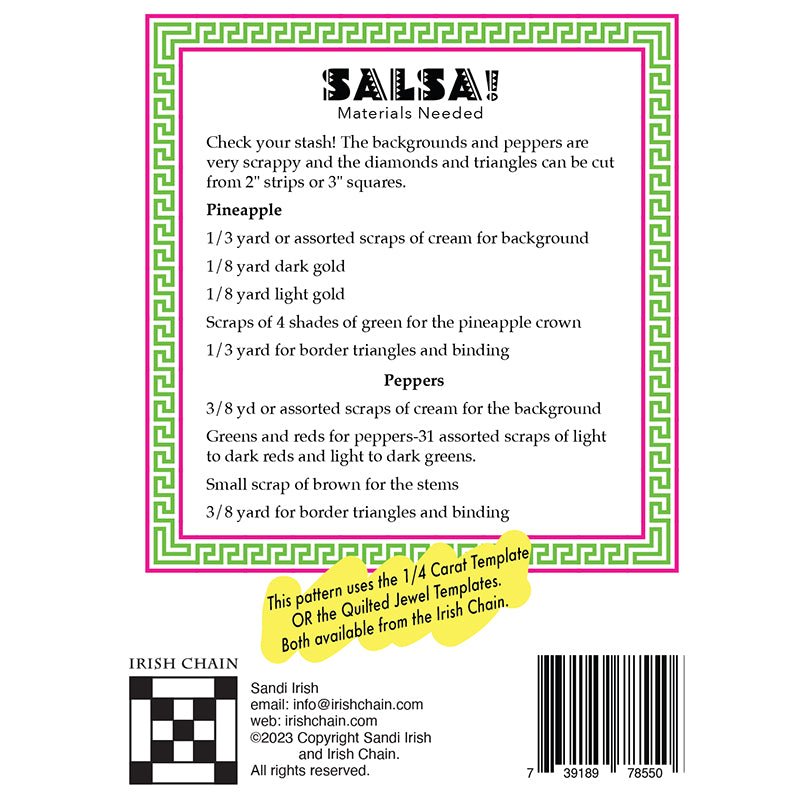 Salsa! Table Topper Pattern by Irish Chain - Irish Chain from Fort Worth Fabric Studio