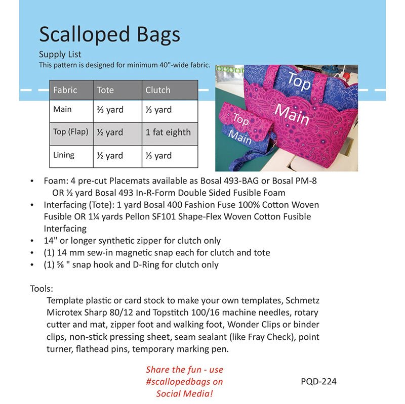 Scalloped Bags Pattern by Poorhouse Designs - Poorhouse Designs from Fort Worth Fabric Studio