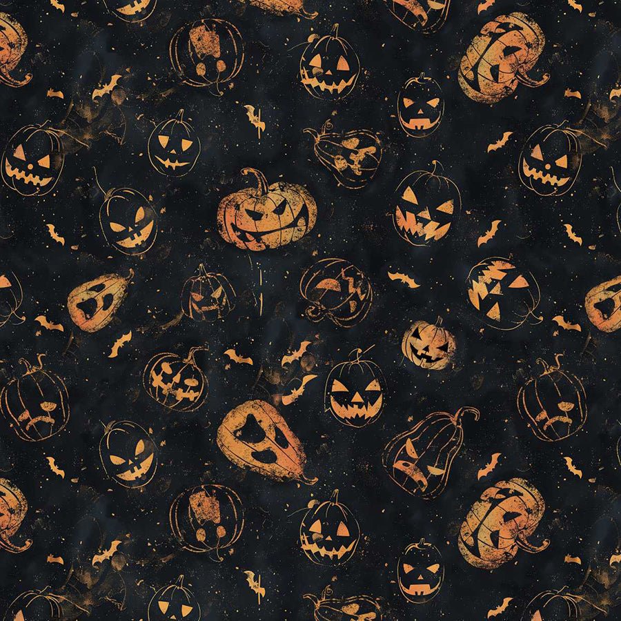 Scary Spice Jack O Lanterns Black - Studio E from Fort Worth Fabric Studio