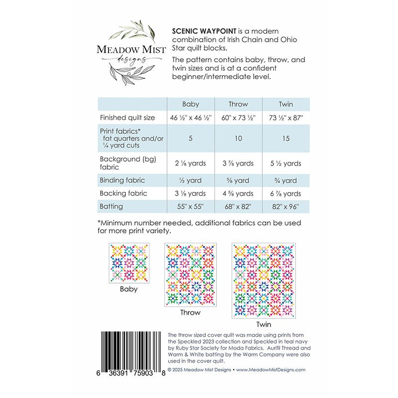 Scenic Waypoint Quilt Pattern by Meadow Mist Designs - Meadow Mist Designs from Fort Worth Fabric Studio