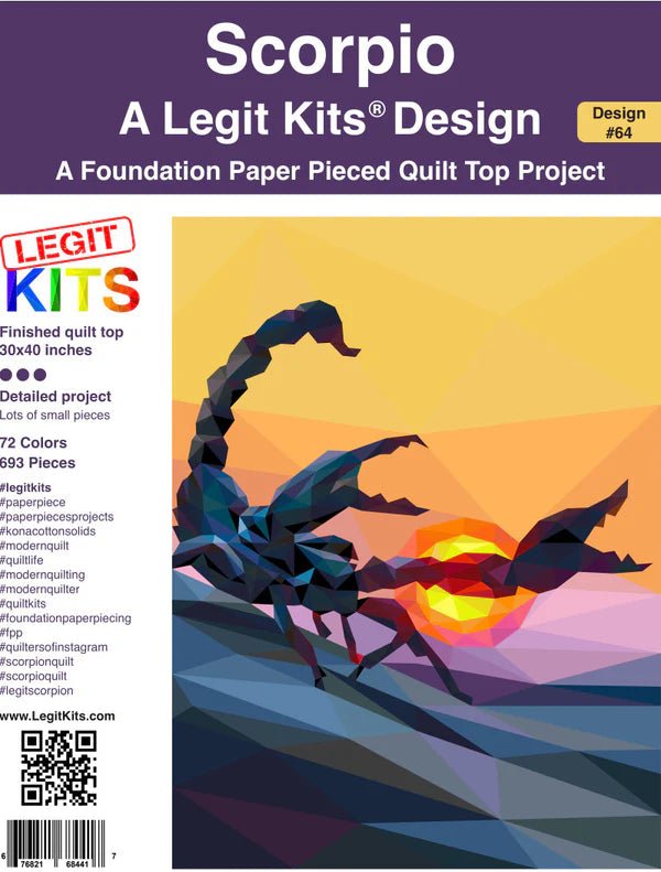 Scorpio Foundation Paper Pieced Quilt Pattern by Legit Kits Design - Legit Kits Design from Fort Worth Fabric Studio