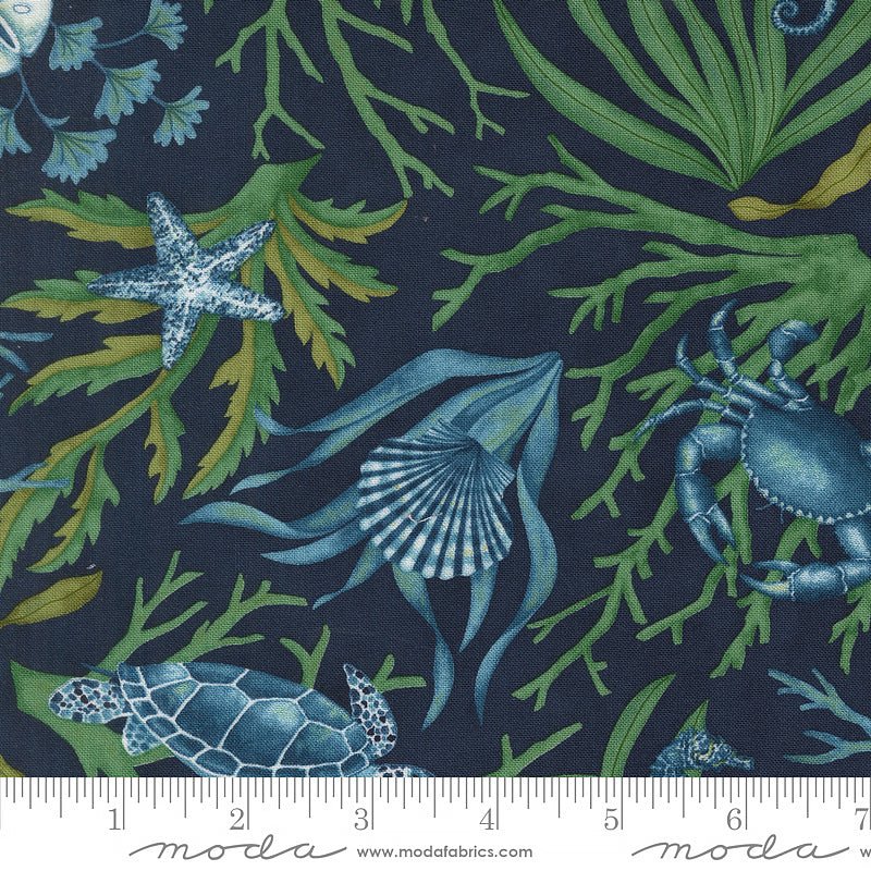 Seaside Coastal All Over Deep Sea - Moda from Fort Worth Fabric Studio