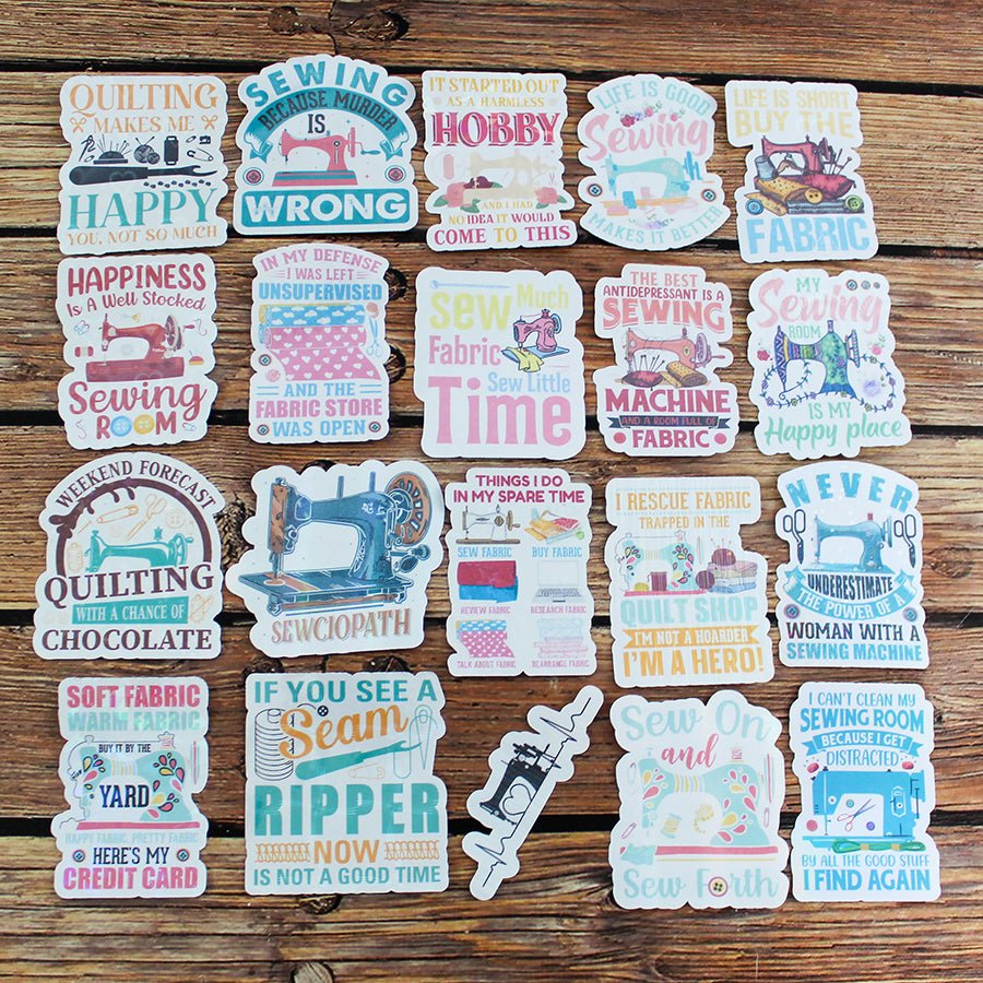 Sewing Theme Stickers Pack of 20 - Ohana Original Crafts from Fort Worth Fabric Studio