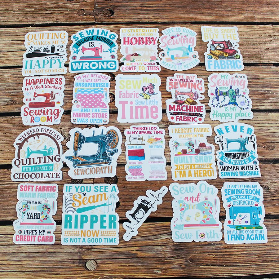 Sewing Theme Stickers Pack of 20 - Ohana Original Crafts from Fort Worth Fabric Studio
