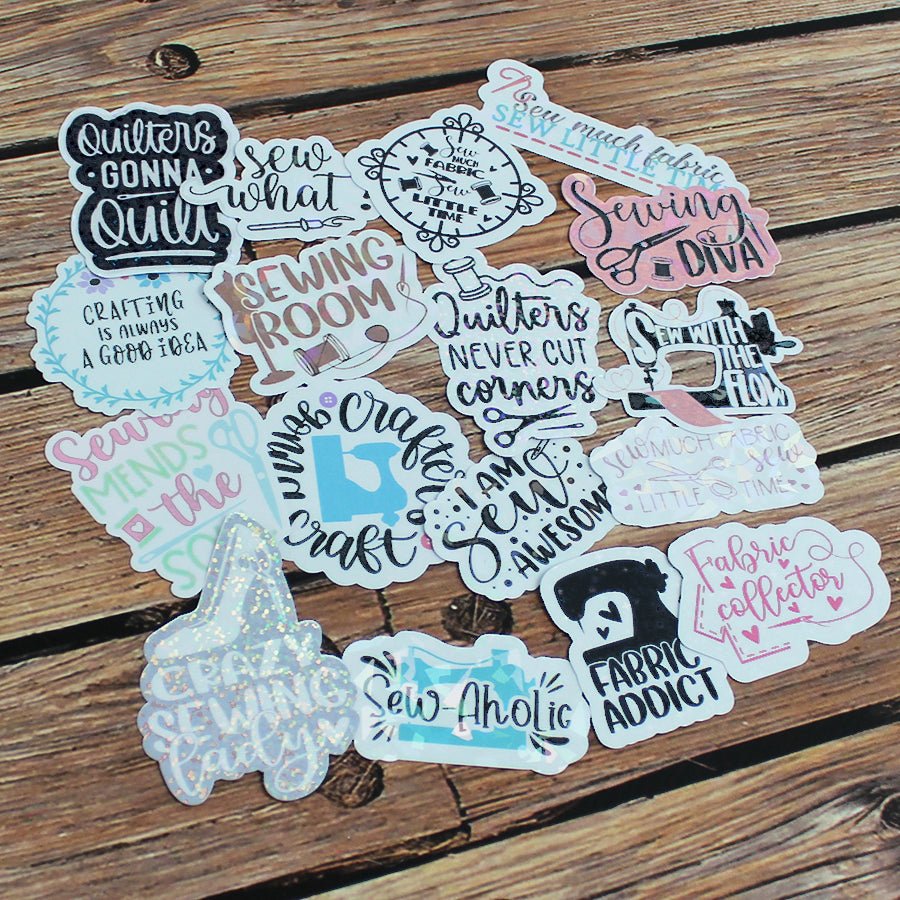 Sewing Theme Stickers Pack of 20 - Ohana Original Crafts from Fort Worth Fabric Studio