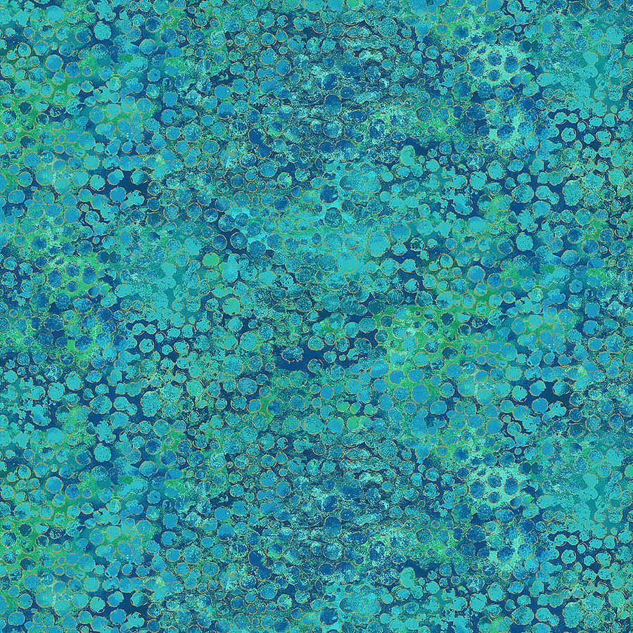 Shimmer Packed Bubbles Lagoon Metallic - Northcott from Fort Worth Fabric Studio