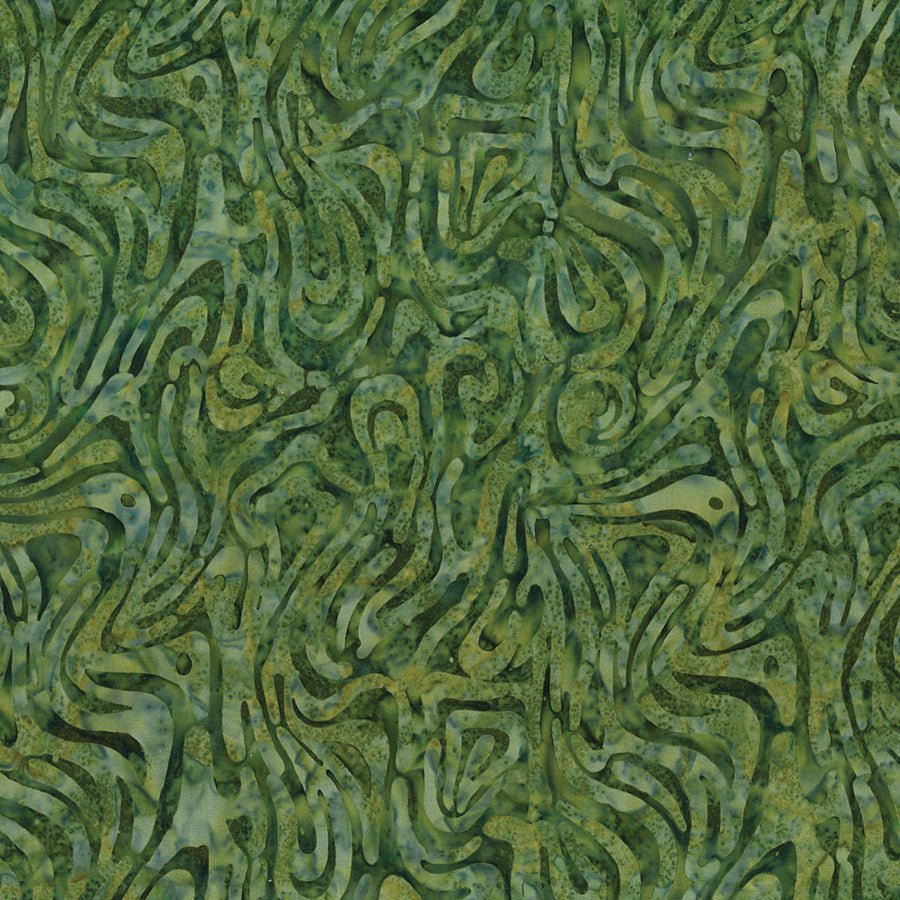 Shoreline Batiks Floating Lines Dark Green - Wilmington Prints from Fort Worth Fabric Studio
