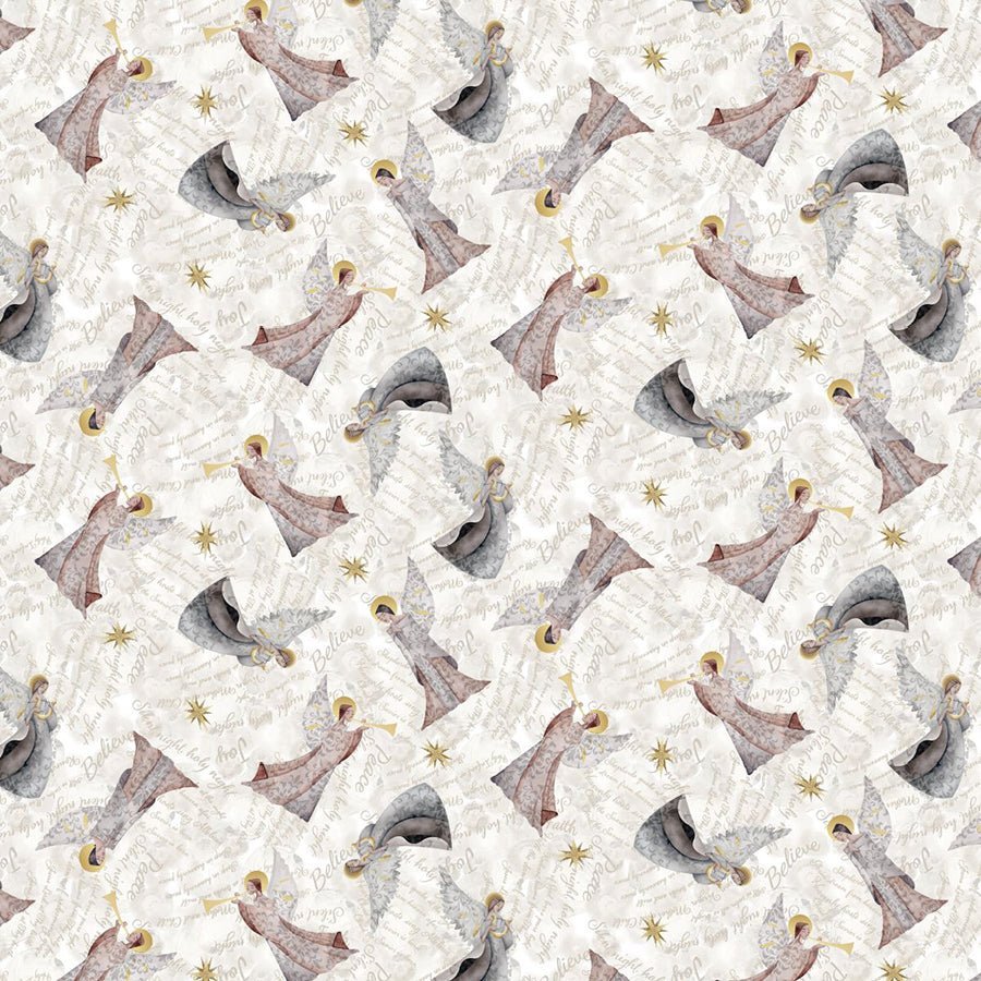 Silent Night Angels Silver – Remnant 16″ × 44″ - Blank Quilting from Fort Worth Fabric Studio