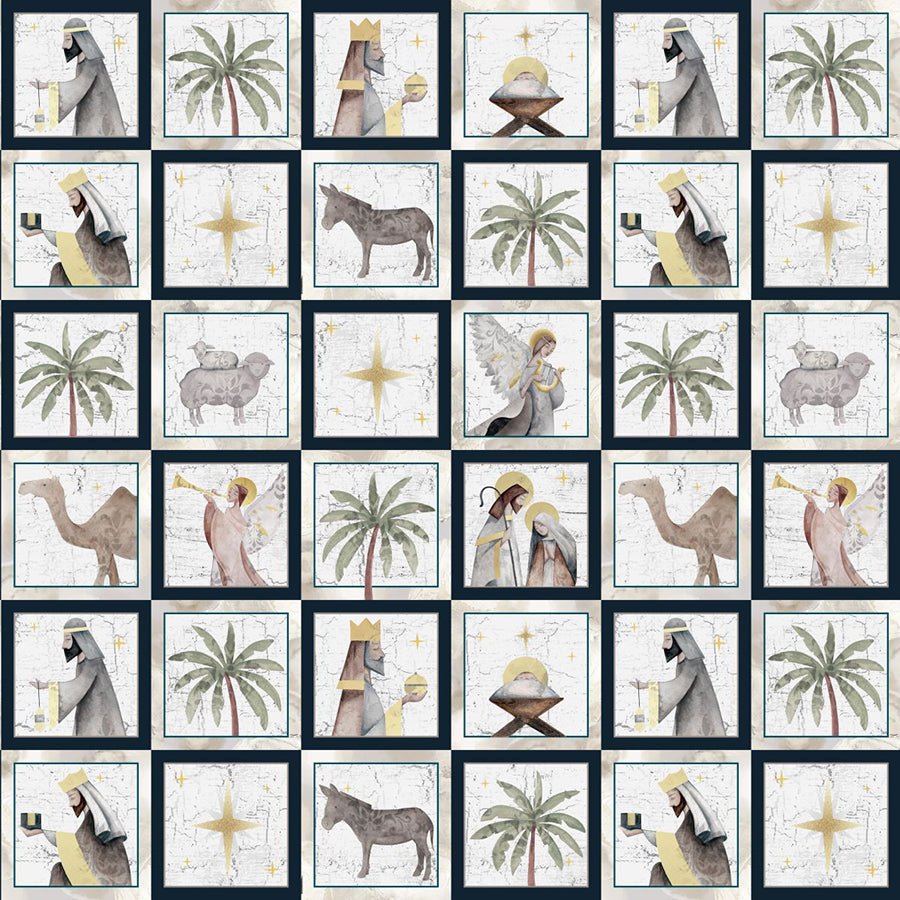 Silent Night Small Blocks Navy - Blank Quilting from Fort Worth Fabric Studio