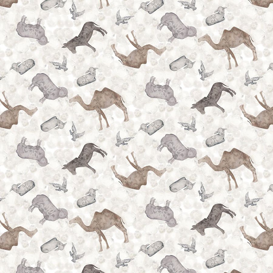 Silent Night Tossed Animals Silver - Blank Quilting from Fort Worth Fabric Studio