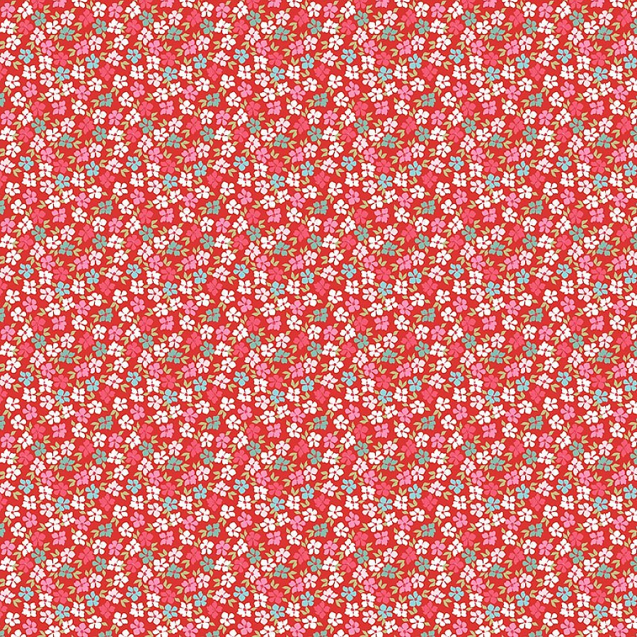 Smitten Chicken Wild Phlox Red - Poppie Cotton from Fort Worth Fabric Studio