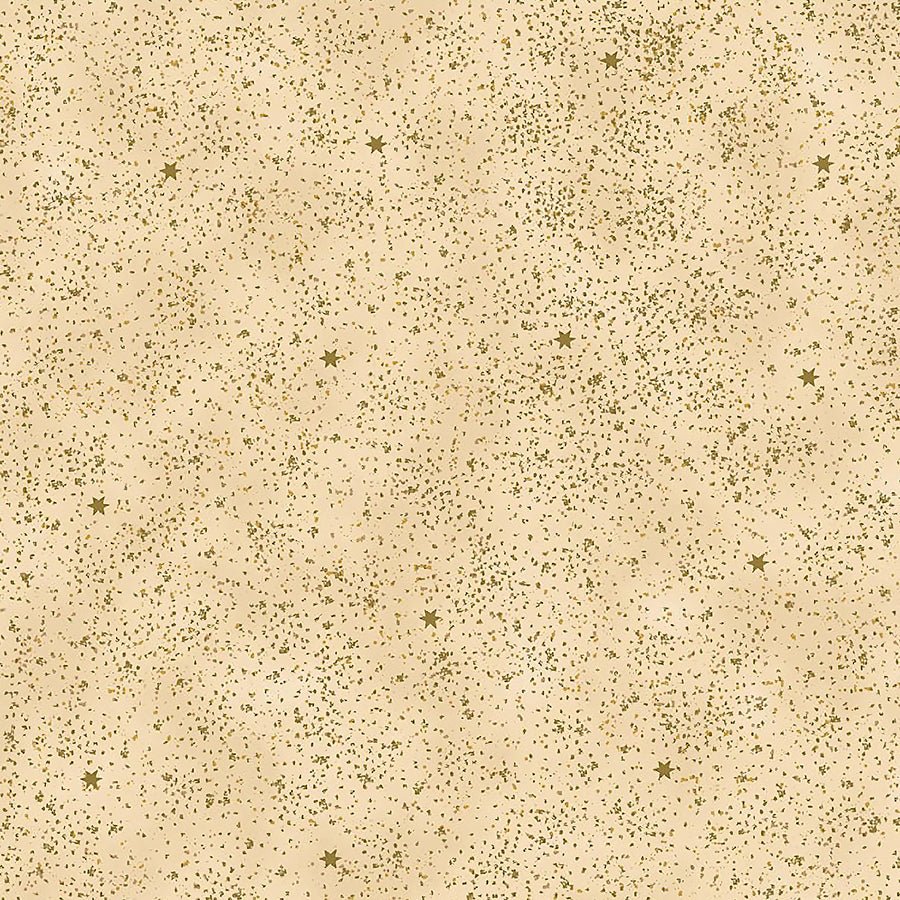 Snow Crystals Small Dots & Stars Beige/Gold Metallic - Stof of Denmark from Fort Worth Fabric Studio