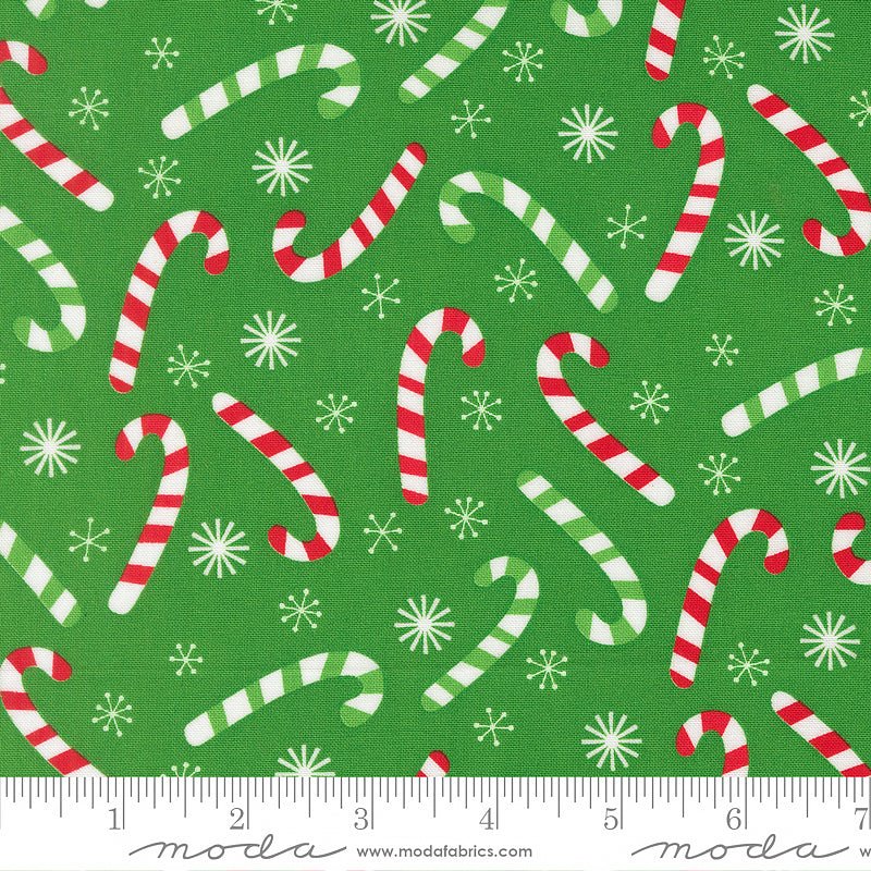 Snow Time Candy Canes Evergreen - Moda from Fort Worth Fabric Studio