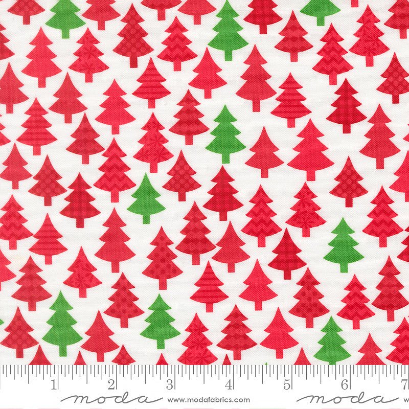 Snow Time Christmas Trees Poinsettia Red - Moda from Fort Worth Fabric Studio