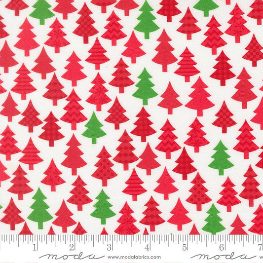 Snow Time Christmas Trees Poinsettia Red - Moda from Fort Worth Fabric Studio