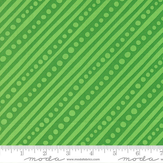 Snow Time Dotted Stripes Hollyleaf - Moda from Fort Worth Fabric Studio