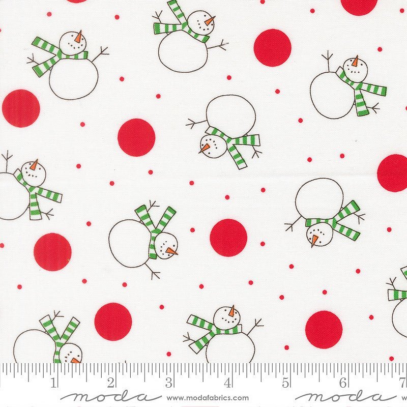 Snow Time Tossed Snowmen Winter White – Remnant 17″ × 44″ - Moda from Fort Worth Fabric Studio