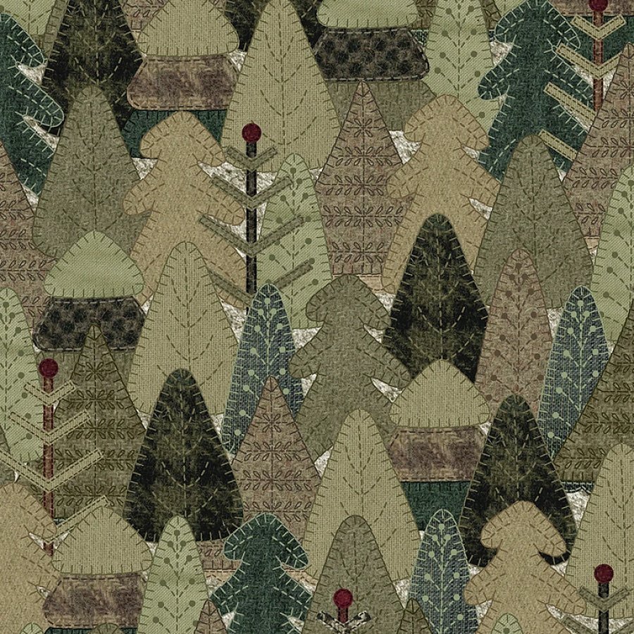 Snowy Days & Frosty Nights Woolen Forest Moss – Remnant 34″ × 44″ - Studio E from Fort Worth Fabric Studio