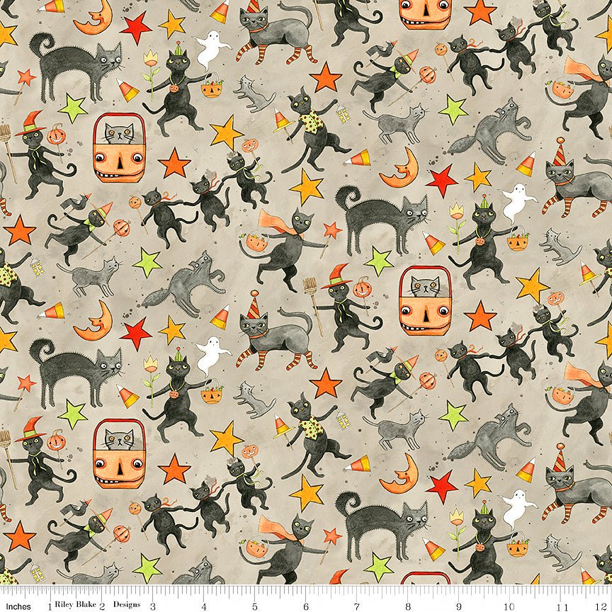 Spooky Cats Gray - Riley Blake from Fort Worth Fabric Studio