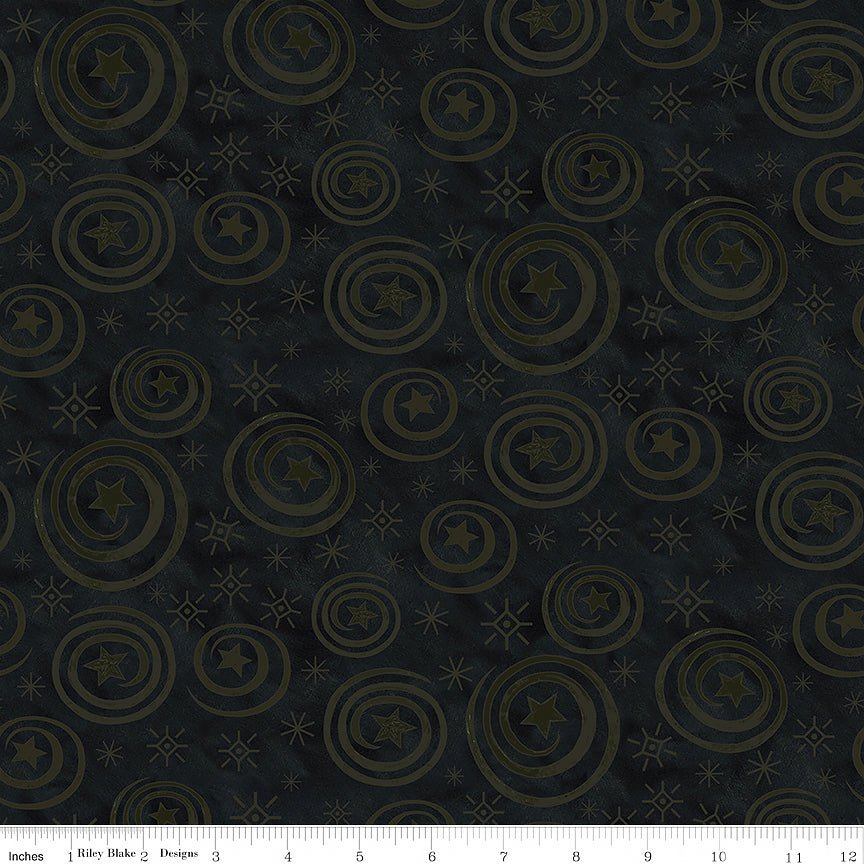 Spooky Halloween Stars & Swirls Black - Riley Blake from Fort Worth Fabric Studio