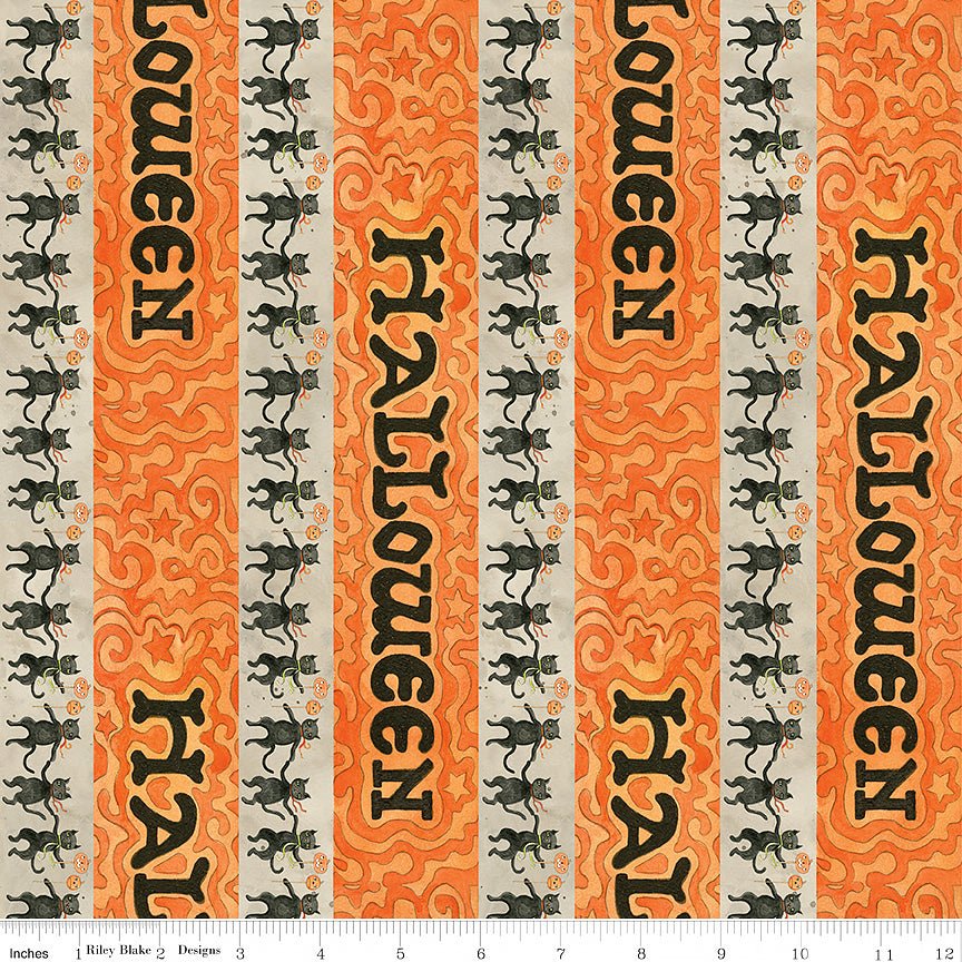 Spooky Halloween Stripes Gray - Riley Blake from Fort Worth Fabric Studio