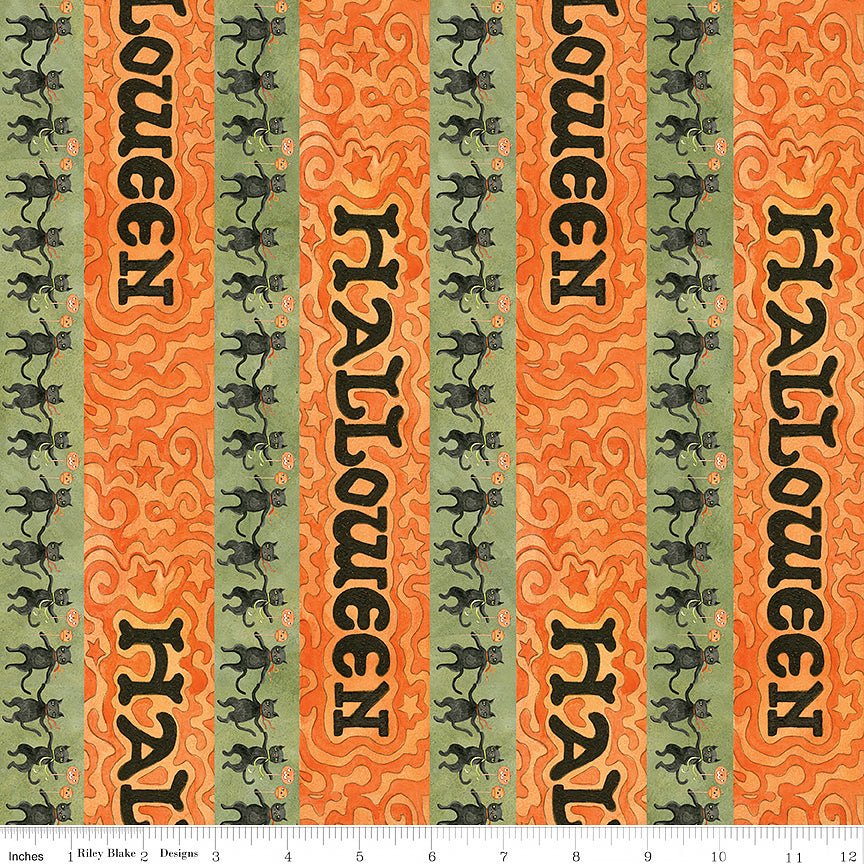 Spooky Halloween Stripes Green - Riley Blake from Fort Worth Fabric Studio