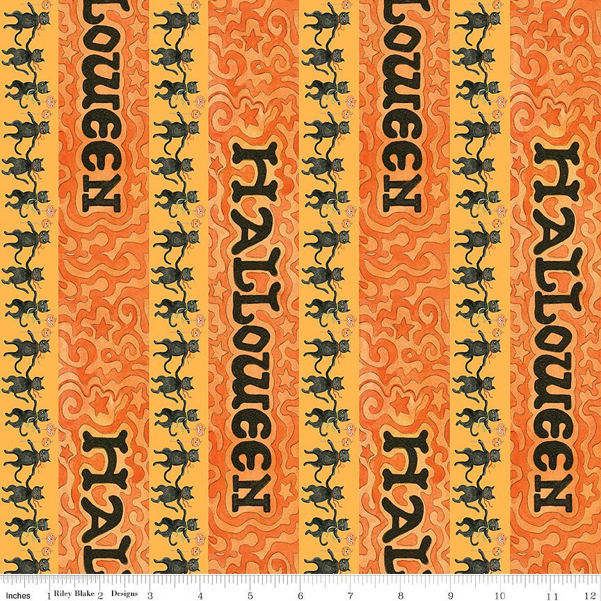 Spooky Halloween Stripes Pumpkin - Riley Blake from Fort Worth Fabric Studio